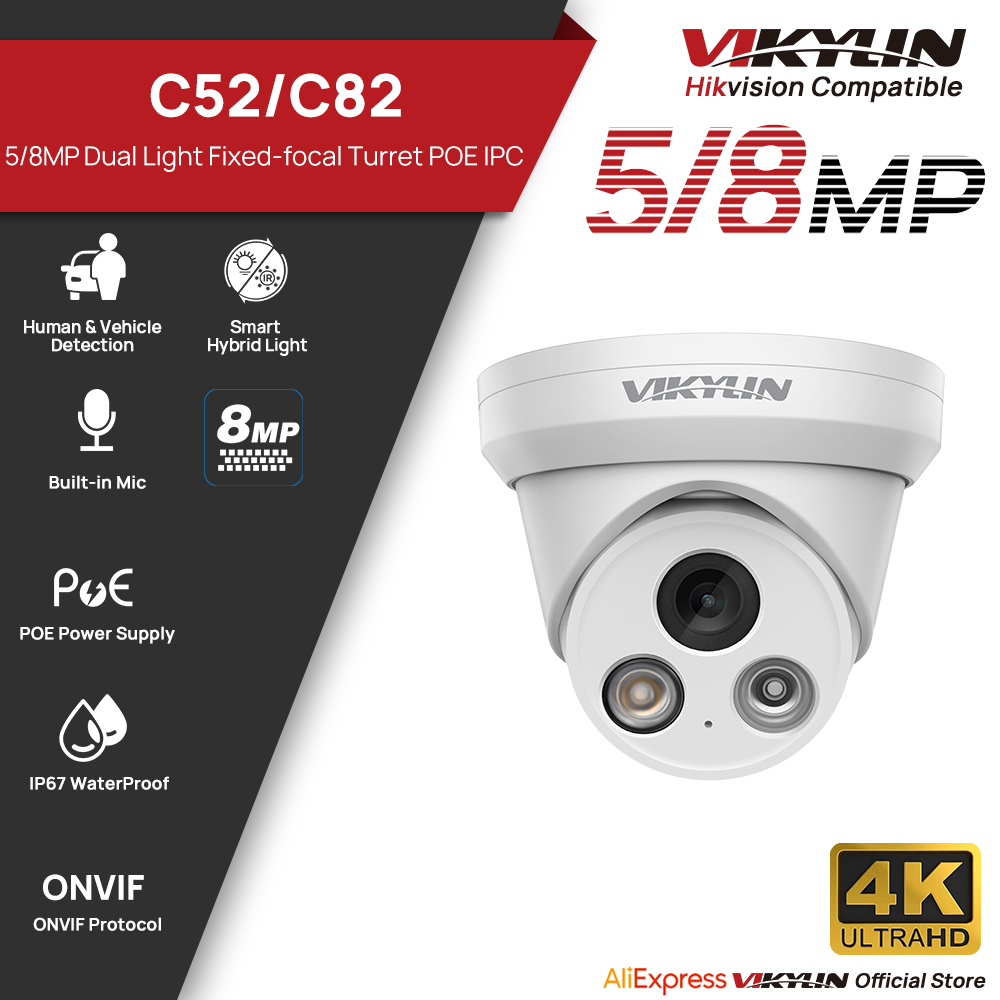 Outdoor Lighting Mains Powered - VIKYLIN 5/8MP 4K IP Camera Dual