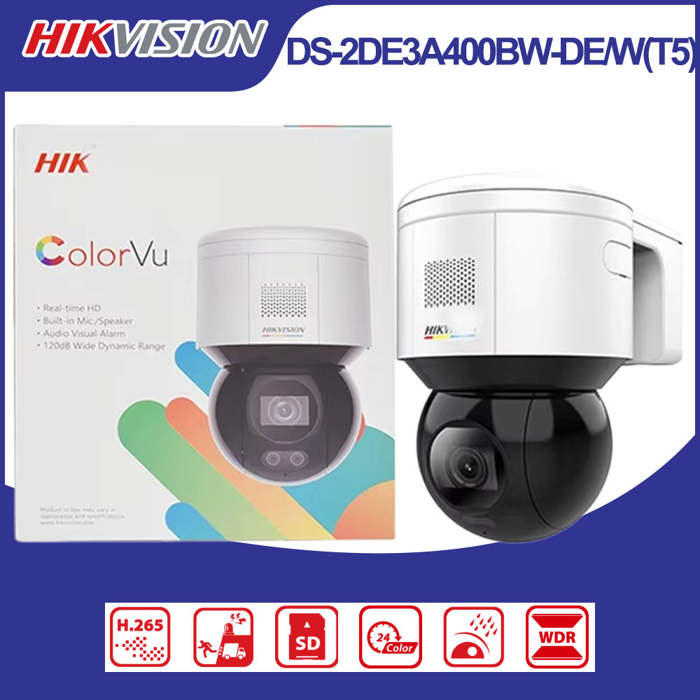 Outdoor Lighting Mains Powered - Hikvision DS-2DE3A400BW-DE/W(T5) 4MP ColorVu Wi‑Fi PTZ