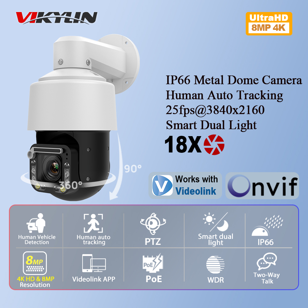 Outdoor Lighting Mains Powered - Vikylin 4K 8MP 18X Zoom PTZ
