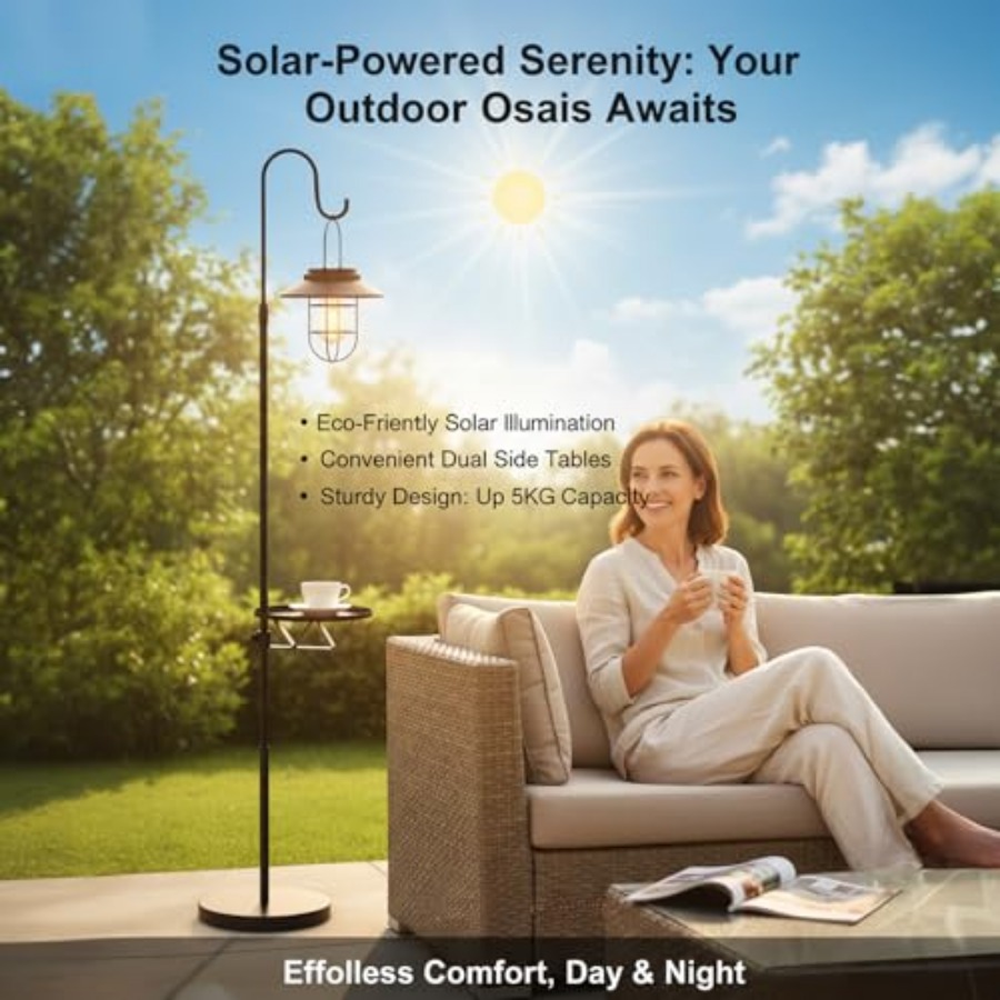 Solar Floor Lamp with Table, 6 - Outdoor Lighting Hooks review and price